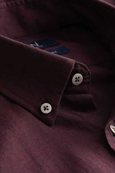 CUSTOM BORDO DÜĞMELİ YAKA GÖMLEK 3