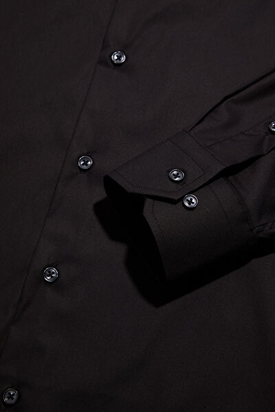 SİYAH UZUN KOLLU CUSTOM FIT GÖMLEK 4