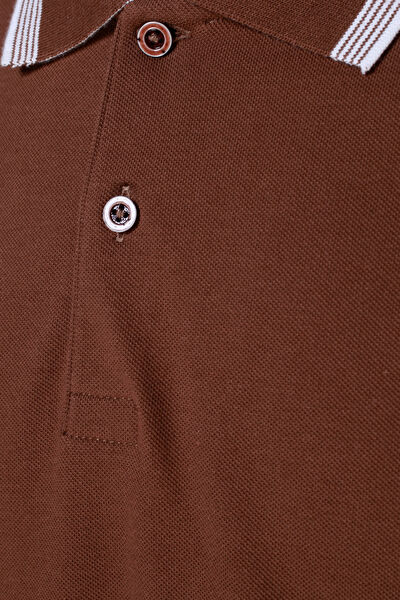 KAHVE POLO YAKA KISA KOLLU T-SHIRT 3