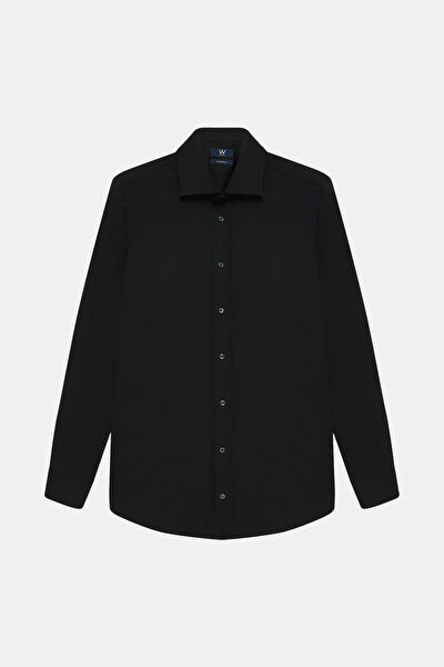 SİYAH UZUN KOLLU CUSTOM FIT GÖMLEK 4