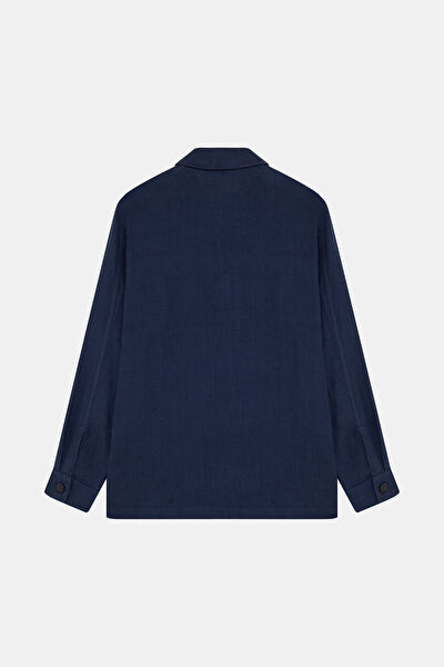 LACİVERT UZUN KOLLU KETEN GÖMLEK 3