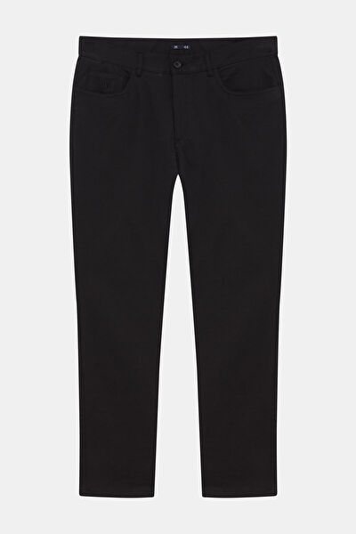 SİYAH BORU PAÇA DIAGONAL ÇİZGİLİ SPOR PANTOLON 3