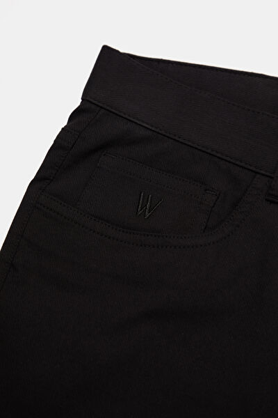 SİYAH BORU PAÇA DIAGONAL ÇİZGİLİ SPOR PANTOLON 5