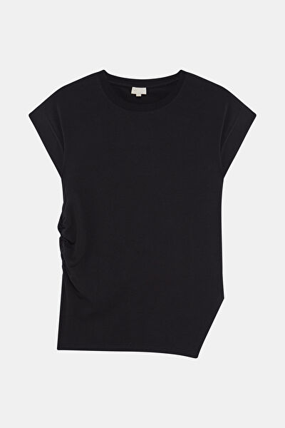 SİYAH ASİMETRİK DETAYLI TSHIRT 7
