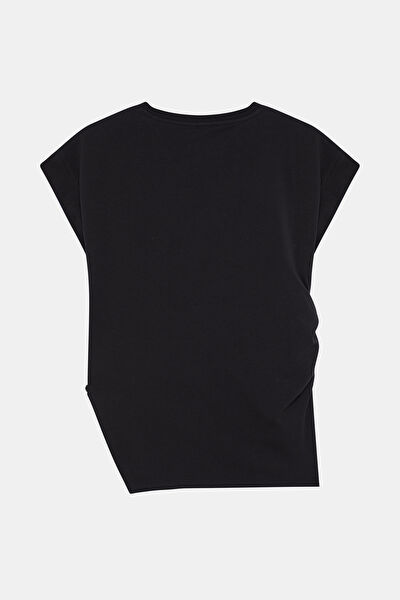 SİYAH ASİMETRİK DETAYLI TSHIRT 8