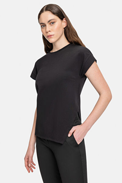 SİYAH ASİMETRİK DETAYLI TSHIRT 6