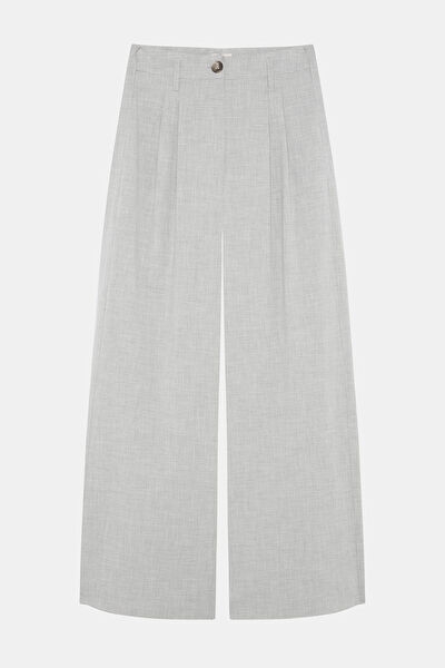 GRİ MELANJ WIDE LEG PANTOLON 5