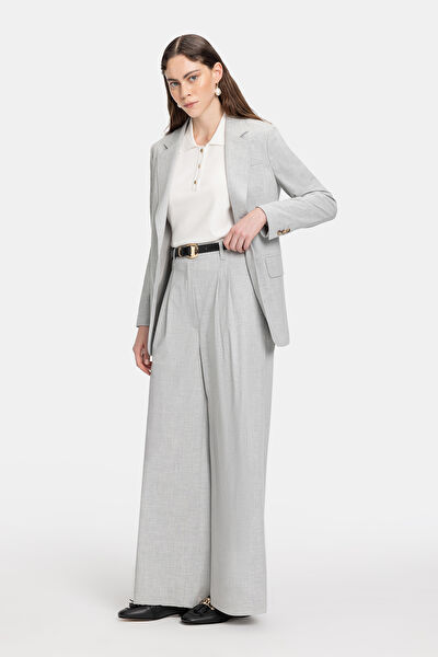 GRİ MELANJ WIDE LEG PANTOLON 4