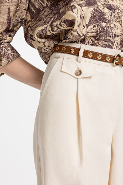 EKRU WIDE LEG PANTOLON 4