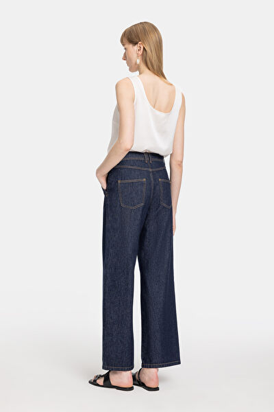 LACİVERT WIDE LEG JEAN PANTOLON 5