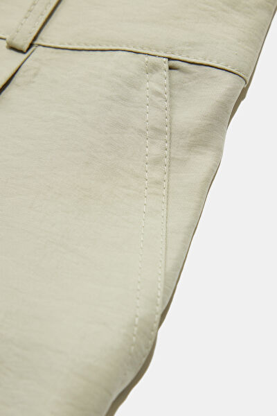 AÇIK HAKİ WIDE LEG PANTOLON 4