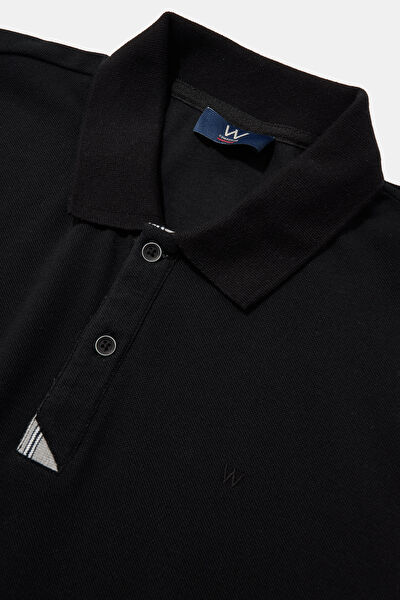 SİYAH POLO YAKA UZUN KOLLU SWEATSHİRT 3