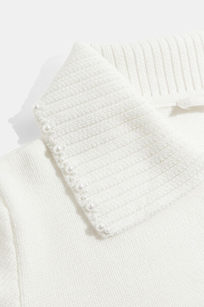 EKRU İNCİ DETAYLI FERMUARLI HIRKA 8