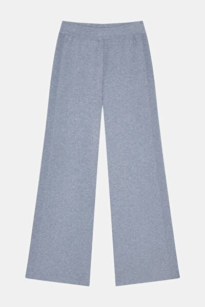 GRİ MELANJ WIDE LEG SPOR PANTOLON 4