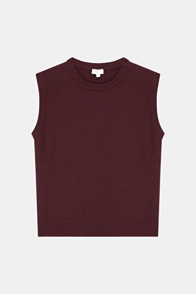 BORDO YÜN KAŞMİR KARIŞIMLI KOLSUZ TRİKO 6