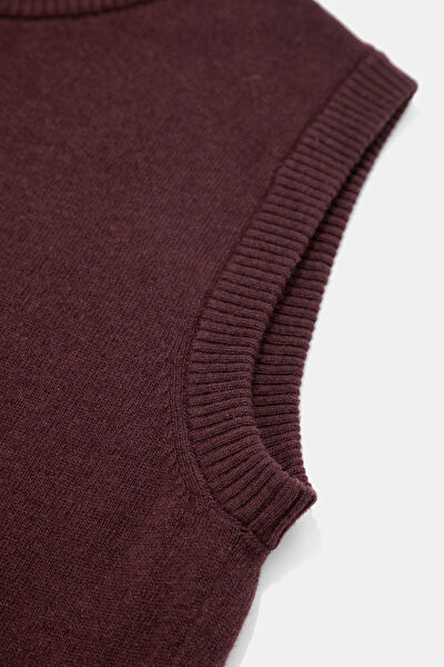 BORDO YÜN KAŞMİR KARIŞIMLI KOLSUZ TRİKO 9