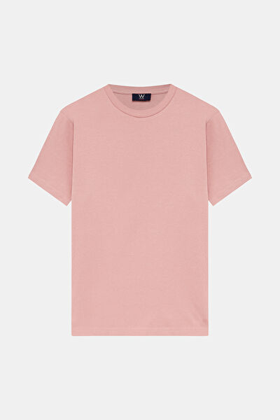 STANDART KALIP PEMBE BİSİKLET YAKA T-SHİRT 6