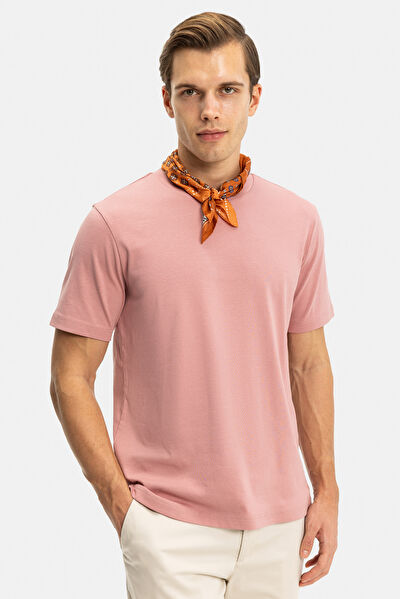 STANDART KALIP PEMBE BİSİKLET YAKA T-SHİRT 5