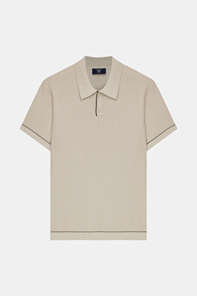 STANDART KALIP BEJ POLO YAKA T-SHİRT 5