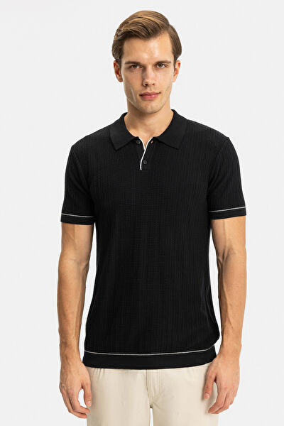 STANDART KALIP SİYAH POLO YAKA T-SHİRT 5