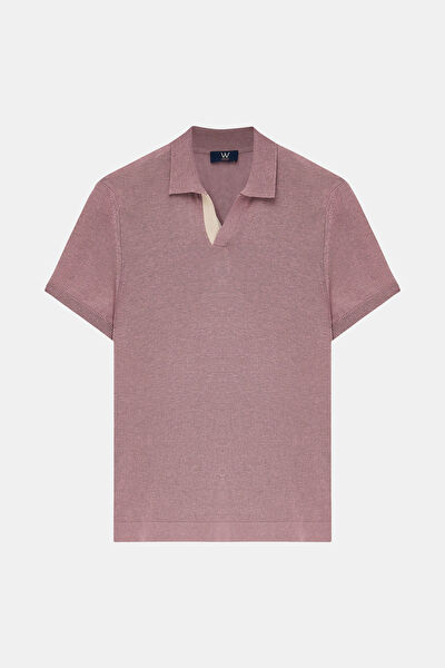 STANDART KALIP PEMBE POLO YAKA T-SHİRT 4