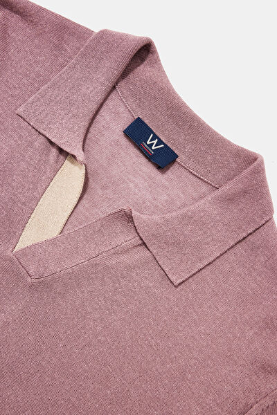 STANDART KALIP PEMBE POLO YAKA T-SHİRT 6