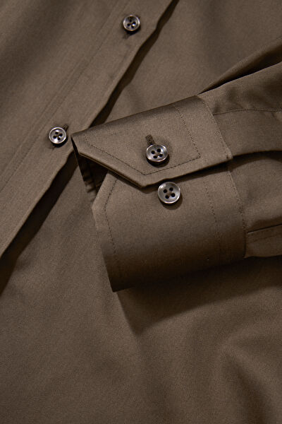 KAHVE UZUN KOLLU CUSTOM FIT GÖMLEK 9