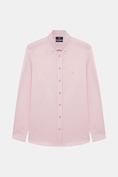 PEMBE UZUN KOLLU REGULAR GÖMLEK 5