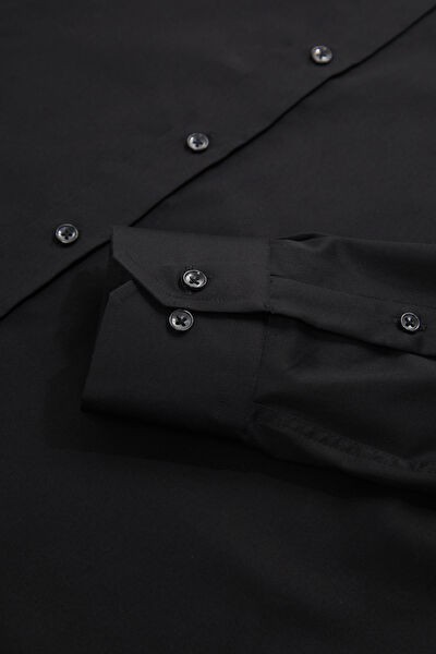 SİYAH UZUN KOLLU CUSTOM FIT GÖMLEK 4