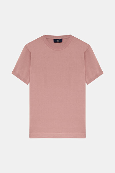 STANDART KALIP PEMBE BİSİKLET YAKA T-SHİRT 5