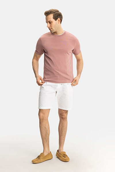 STANDART KALIP PEMBE BİSİKLET YAKA T-SHİRT 4