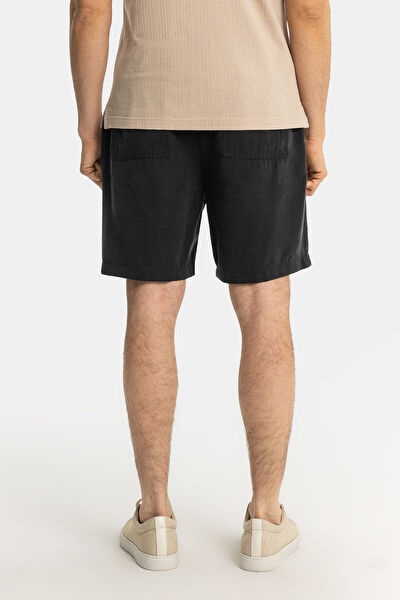 SİYAH VİSKOZ/POLYESTER BERMUDA 3