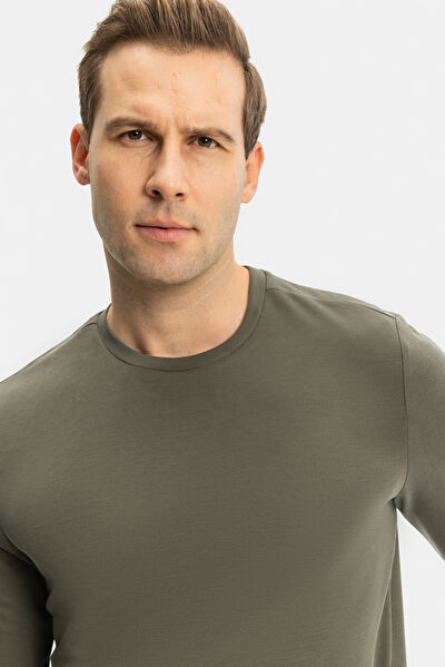 HAKİ BİSİKLET YAKA UZUN KOLLU SWEATSHİRT 3
