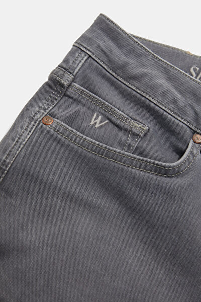 GRİ DAR PAÇA BEŞ CEP JEAN PANTOLON 4