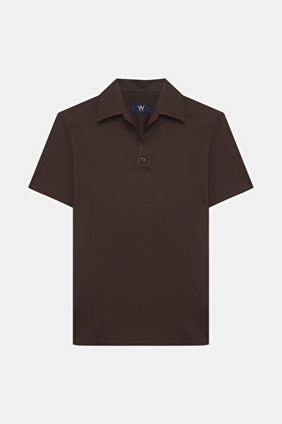 KAHVE KISA KOLLU POLO YAKA T-SHIRT 5