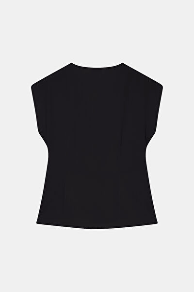 SİYAH STANDART KALIP POLYESTER BLUZ 6