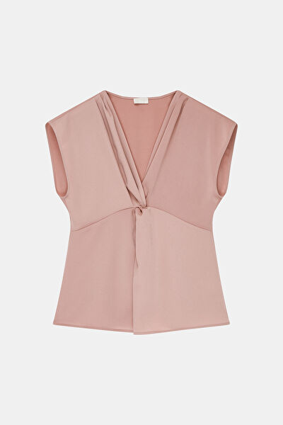 AÇIK PEMBE STANDART KALIP POLYESTER BLUZ 5