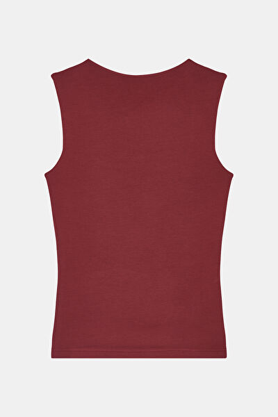 STANDART KALIP BORDO DEKOLTELİ T-SHİRT 7