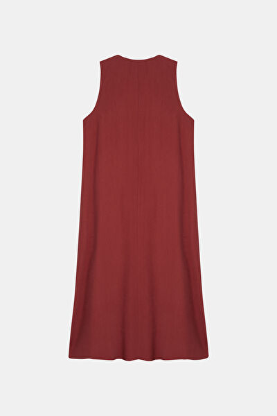 BORDO DÜZ MAXİ ELBİSE 6