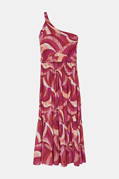 PEMBE DESENLİ MAXİ ELBİSE 6