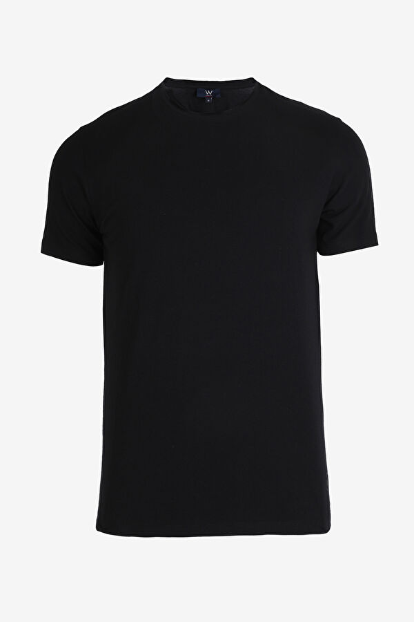 SİYAH BİSİKLET YAKA T-SHIRT