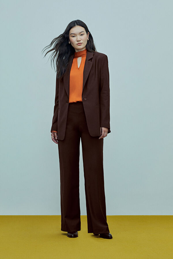 KAHVERENGİ YÜNLÜ OVERSIZE CEKET 2