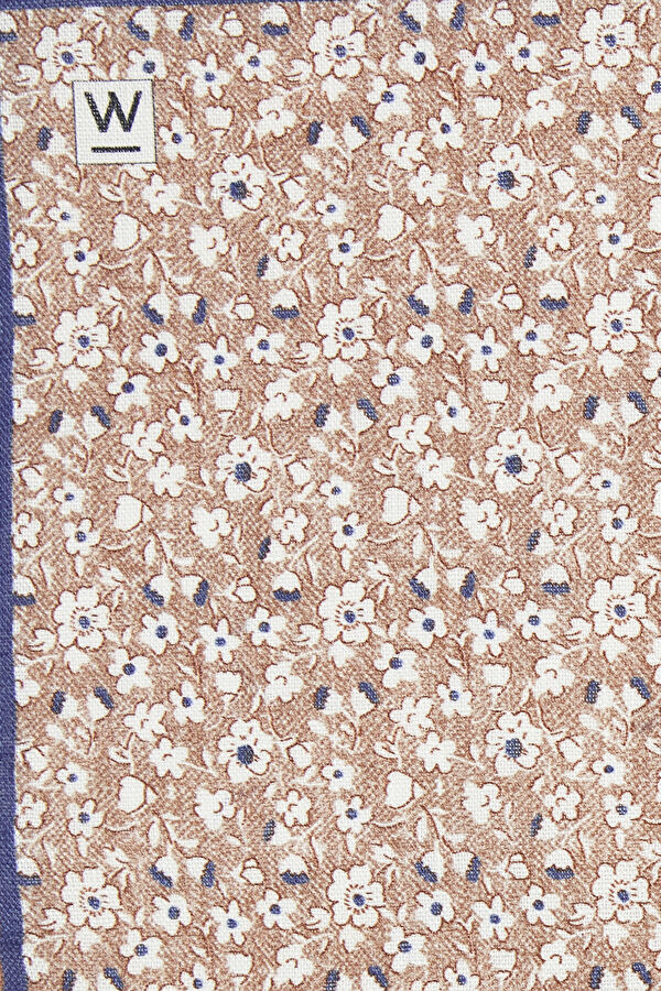 KAHVE DESENLİ KETEN MENDİL 3