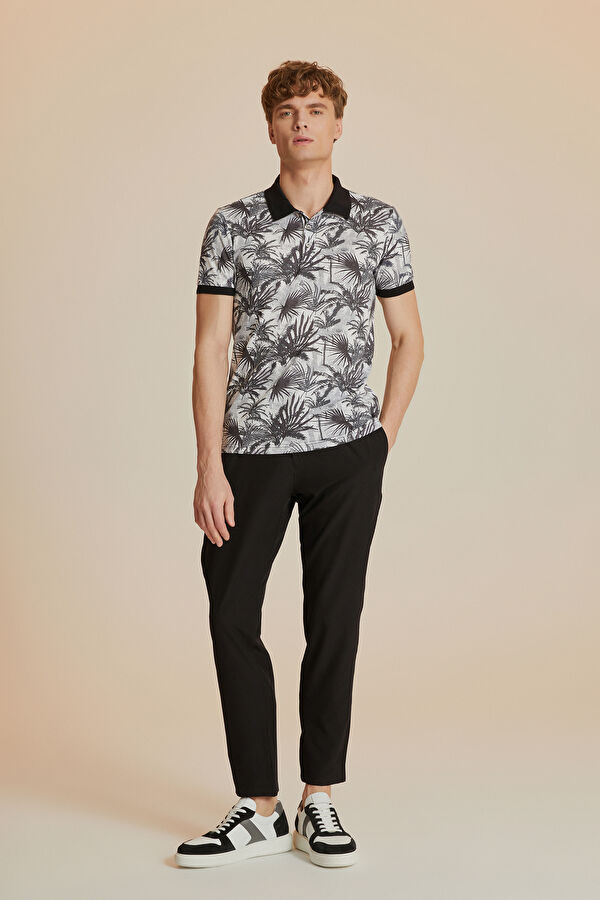 SİYAH DESENLİ POLO YAKA T-SHIRT 2