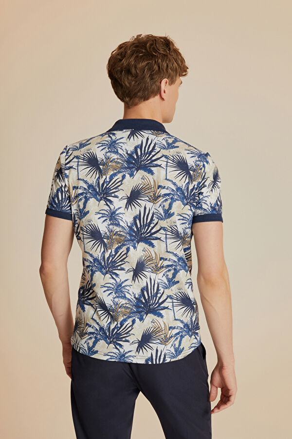 MAVİ DESENLİ POLO YAKA T-SHIRT 2