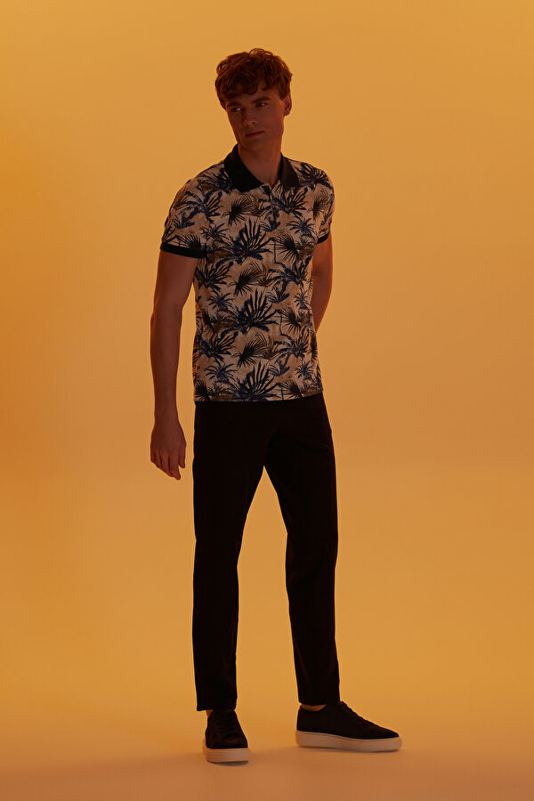 MAVİ DESENLİ POLO YAKA T-SHIRT 3