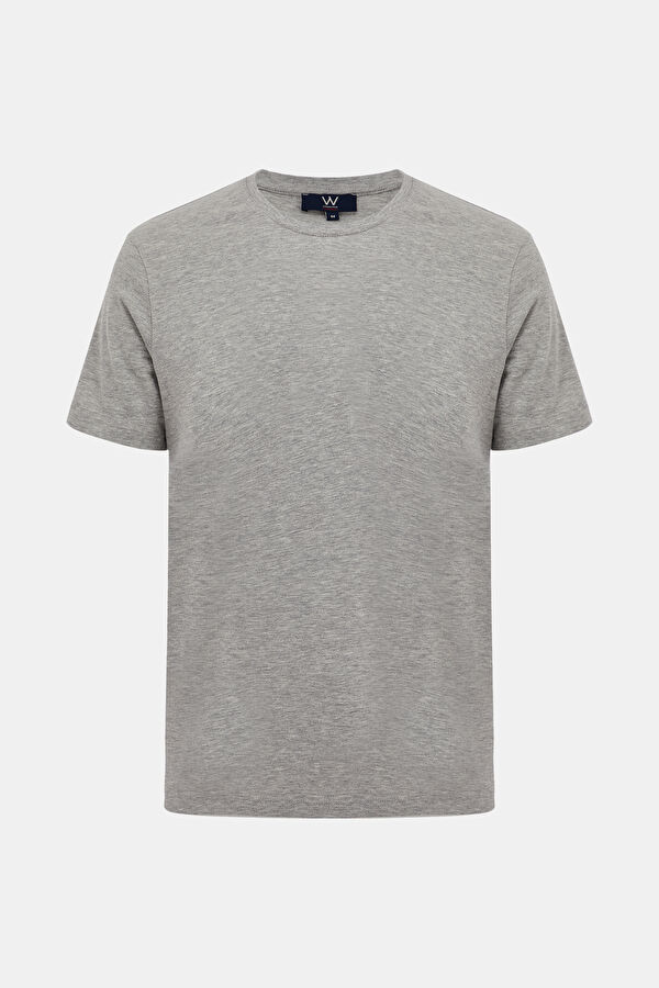 GRİ MELANJ BİSİKLET YAKA T-SHIRT