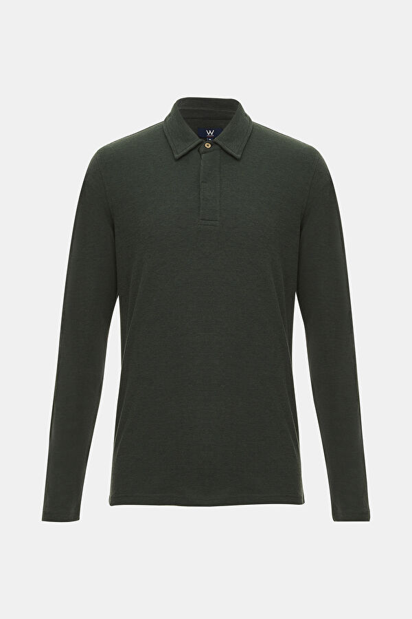 HAKİ POLO YAKA SWEATSHIRT