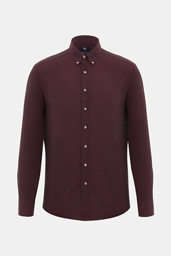 CUSTOM BORDO DÜĞMELİ YAKA GÖMLEK