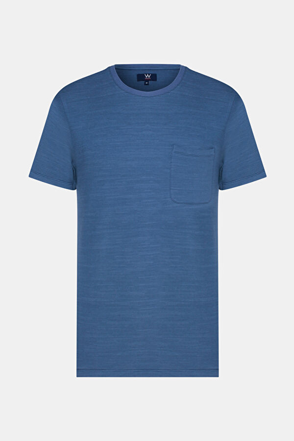 MAVİ BİSİKLET YAKA KISA KOLLU T-SHIRT